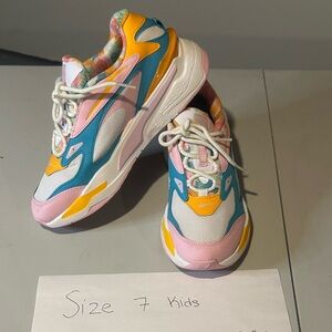 Puma Kids Sneakers in Pink, Blue, and Yellow